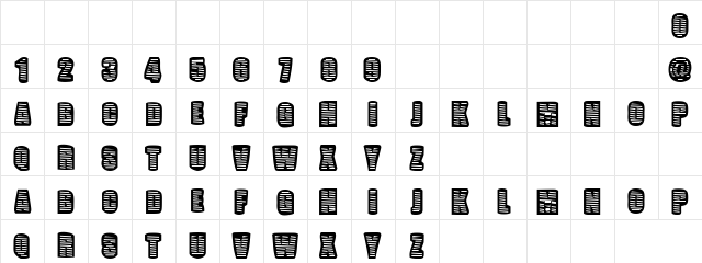 Zebra Stripes Regular  glyph index