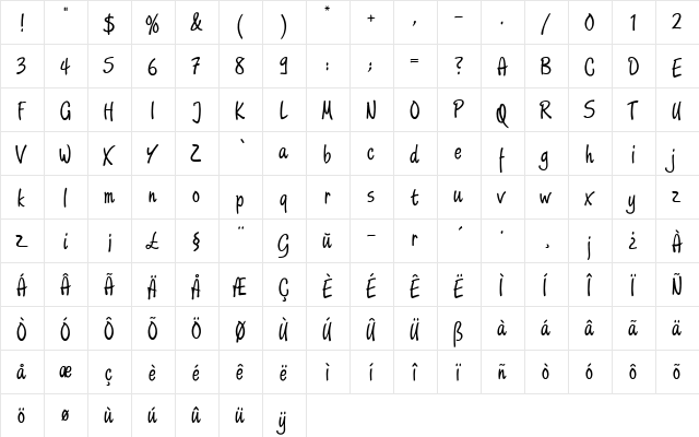 ScriptureEF Regular  glyph index