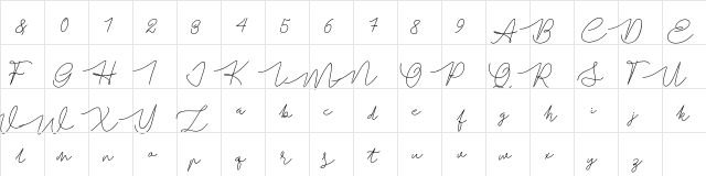 Batavia Glamore Script Regular  glyph index