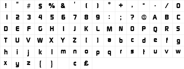 Bazouk SSi Bold  glyph index