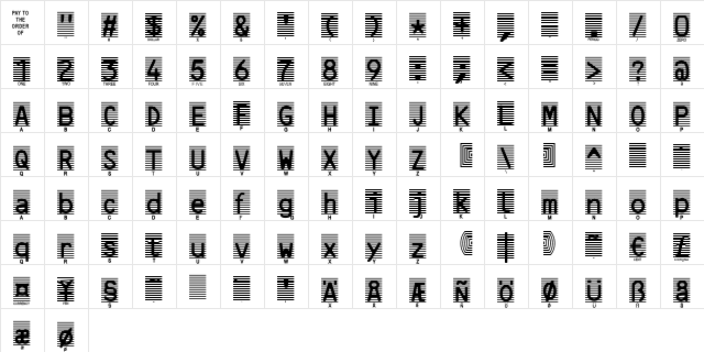 HighSecurity Regular  glyph index