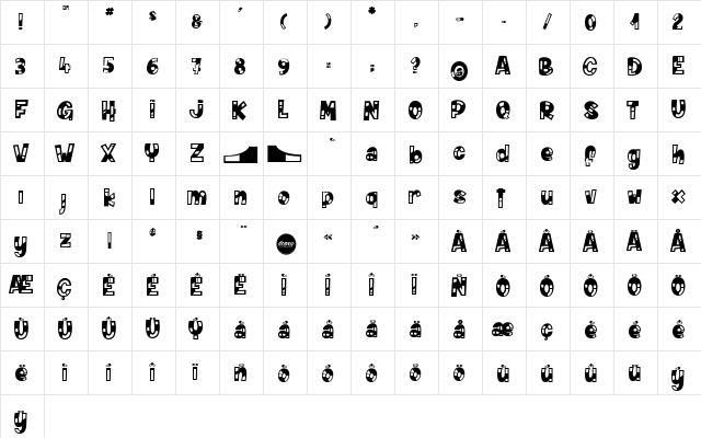 Endless Wall Regular  glyph index
