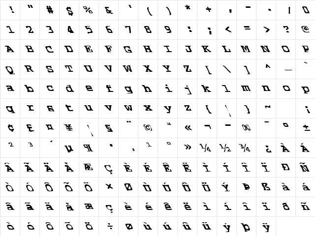 FZ WARPED 39 LEFTY Normal  glyph index