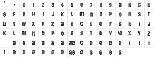 DEMENTO Regular  glyph index
