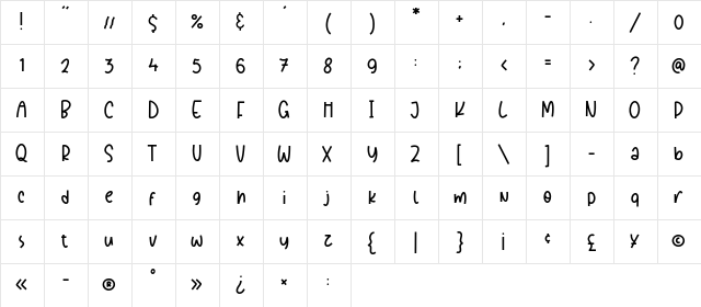 Diamond Midnight Regular  glyph index