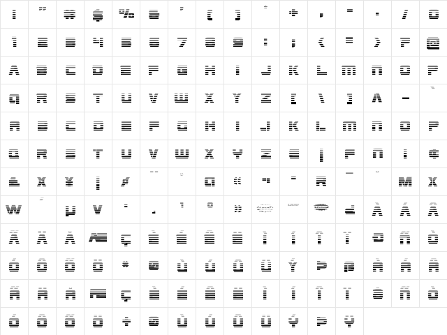 Edge Racer Gradient Regular  glyph index