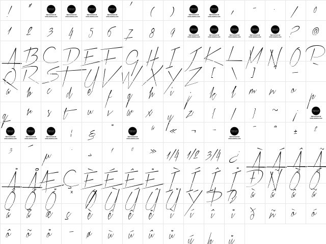 Xtreem Thin Demo Regular  glyph index