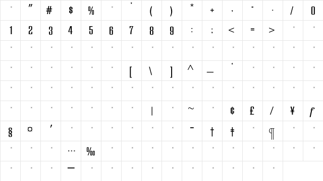 EuropaGrotesqueMediumTab Regular  glyph index