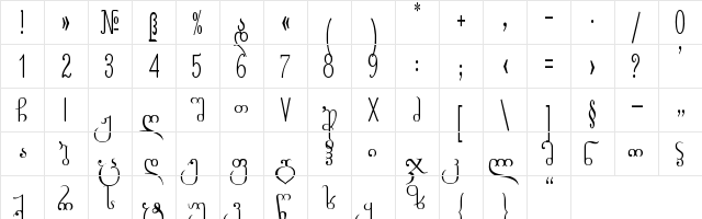 Geo-TabidzeNusx-ASTER Regular  glyph index