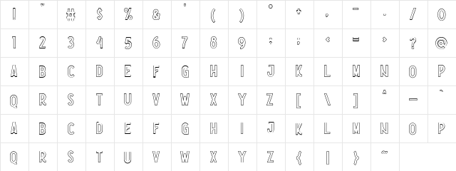 Nootdorp Regular  glyph index