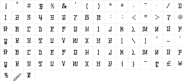 Los Santos Regular  glyph index
