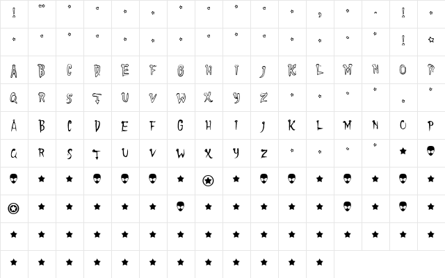 Fridley Regular  glyph index