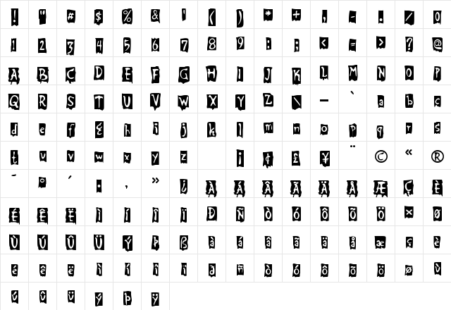 Beat My Guest Regular  glyph index