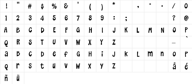 EvereadyOnePKA Regular  glyph index