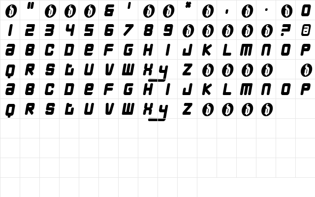 Howdy Regular  glyph index