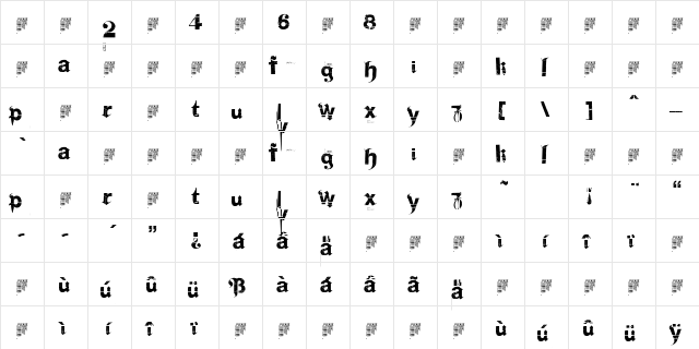Frakturika Regular  glyph index