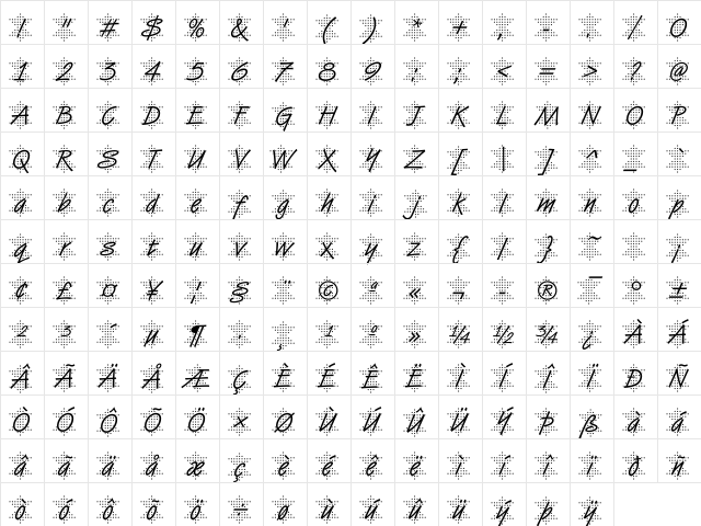 DTCVanDijkM47 Regular  glyph index