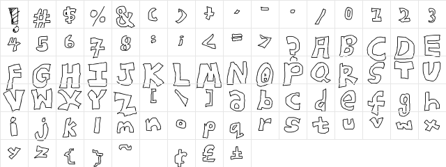 Blockster Regular  glyph index