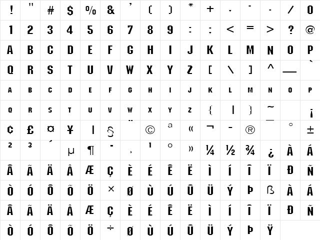 Block-Extended Normal  glyph index