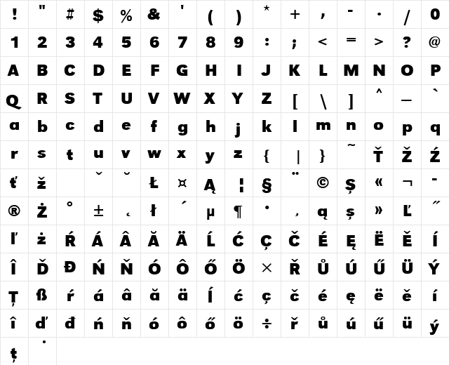 URWGroteskTEE Bold  glyph index