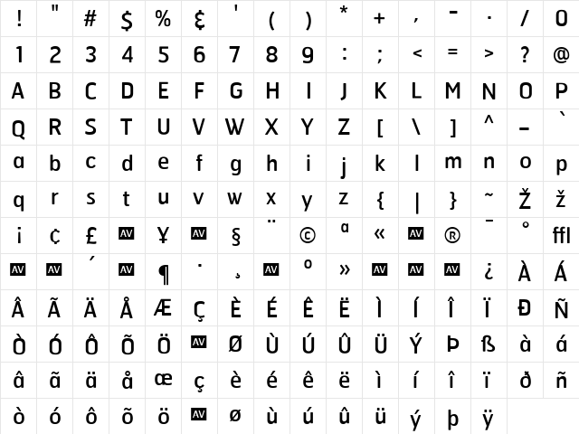 Hermes Regular  glyph index