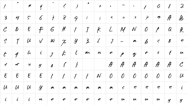 Cracker State Regular  glyph index