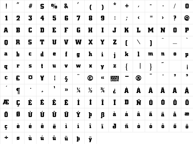 CivicBlack Regular  glyph index