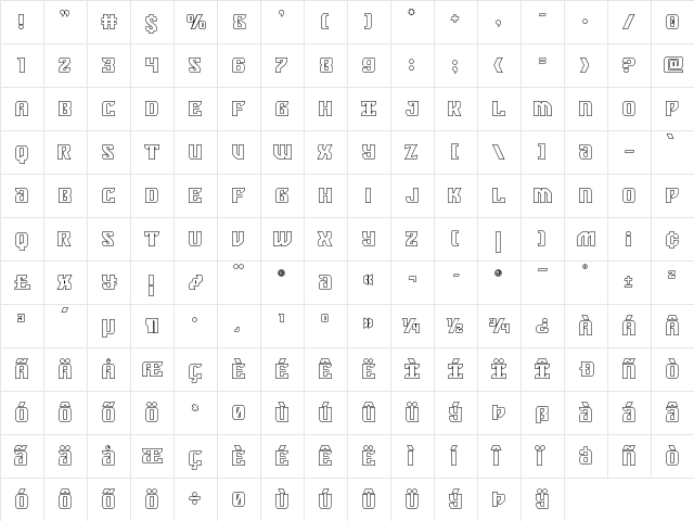 Federal Blue Outline Outline  glyph index