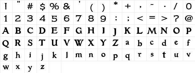 AlpenhornSSK Bold  glyph index