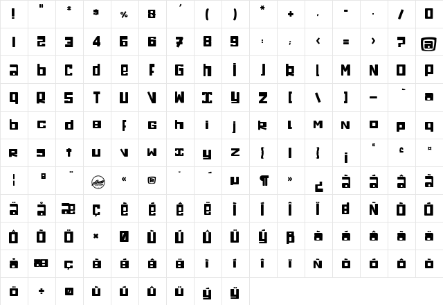 ChAUde-SoUriE Regular  glyph index