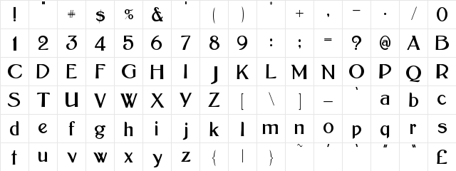 Bolton Sans Regular  glyph index