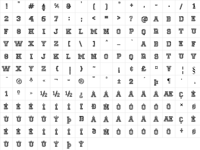 Sketch College Regular  glyph index