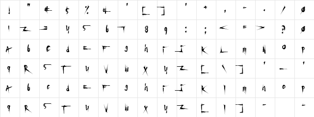 X Termination Regular  glyph index