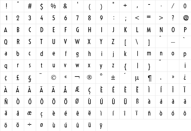 KabinConDB Normal  glyph index