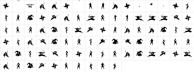 Ninjas Regular  glyph index