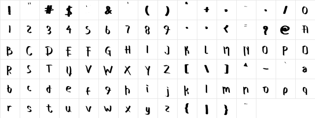 GLOWING  ZONE Regular  glyph index