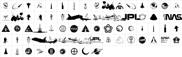 NASA Dings Regular  glyph index