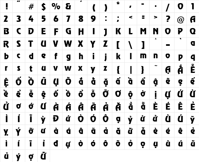 VI Phu Dung Medium  glyph index