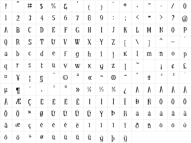 Little Trouble Girl BV Regular  glyph index