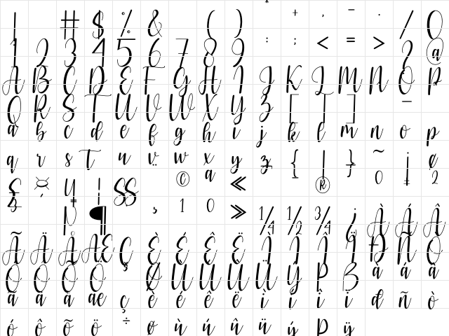 pearl white Regular  glyph index