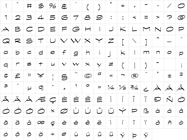 Graphite AT Extended Regular Regular  glyph index