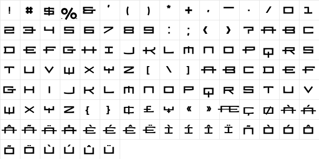 Ramiz Bold  glyph index