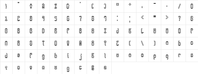 Queasy Outline (BRK) Regular  glyph index