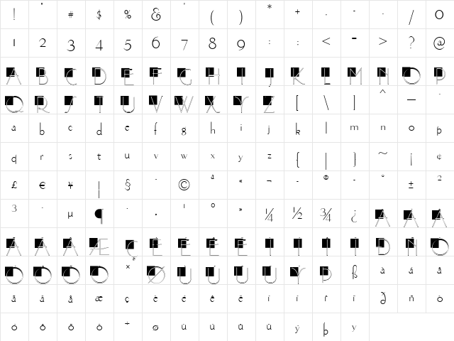 WashingtonSquareNF Regular  glyph index