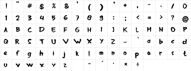 Roar Bold  glyph index