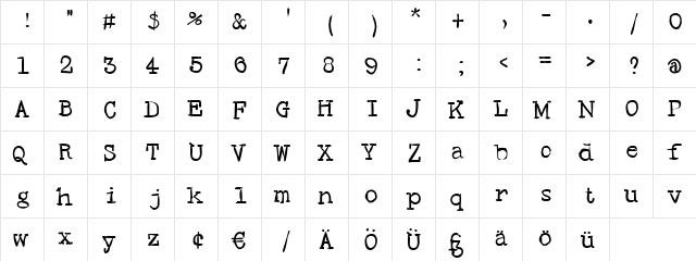 SMHand Regular  glyph index