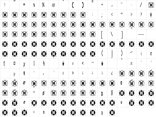 Mill Regular  glyph index