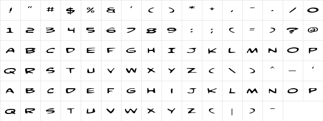 Comic Book Commando Expanded Expanded  glyph index