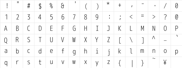 M+ 1m light  glyph index
