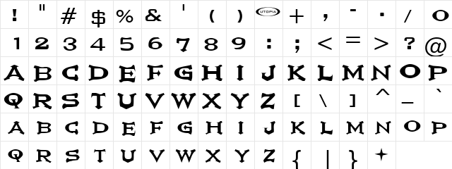 Ikarus Vulture Regular  glyph index